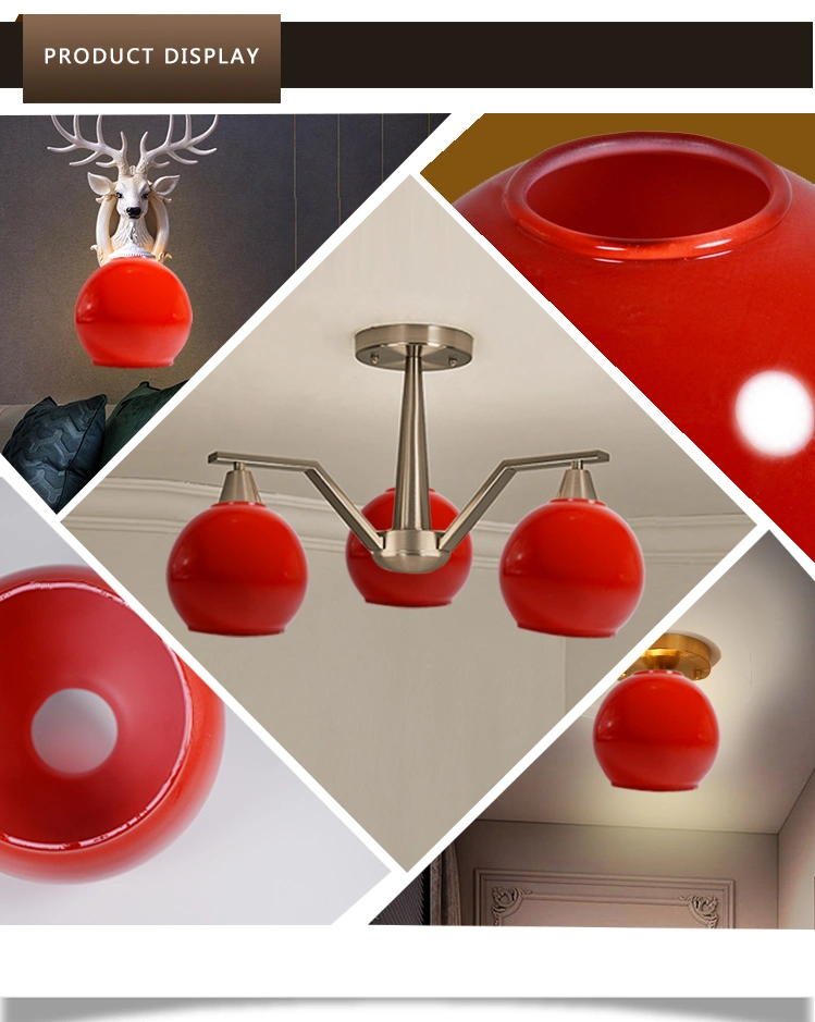 Customized Hand Blown Shinny Red Color Pendant Light Empty Glass Globe